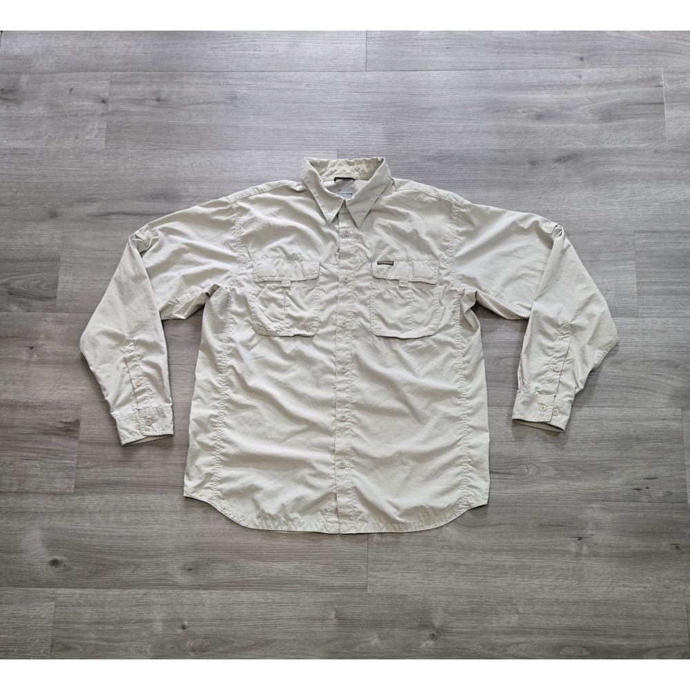 Columbia Titanium Omni-Dry Shirt Mens XL Beige Long Sleeve Hiking TM7187